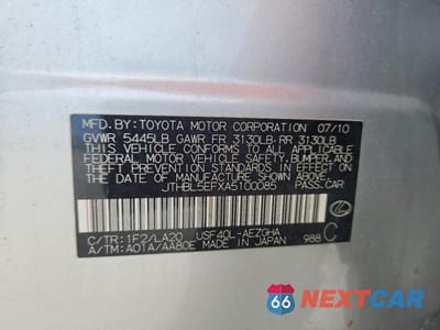 Zdjęcie 12 z 12 samochodu: 2010 LEXUS LS 460 VIN:JTHBL5EFXA5100085 - miniatura