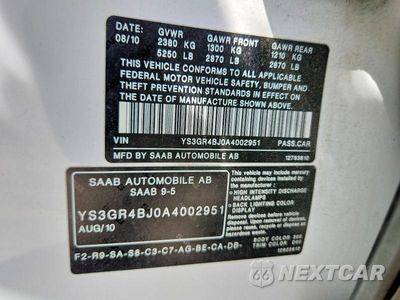 Zdjęcie 12 z 12 samochodu: 2010 SAAB 9-5 AERO VIN:YS3GR4BJ0A4002951 - miniatura