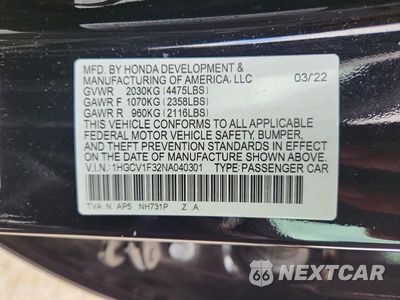 Zdjęcie 12 z 12 samochodu: 2022 HONDA ACCORD SPORT VIN:1HGCV1F32NA040301 - miniatura