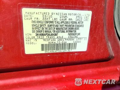 Zdjęcie 13 z 13 samochodu: 2010 NISSAN SENTRA 2.0 VIN:3N1AB6AP3AL684367 - miniatura