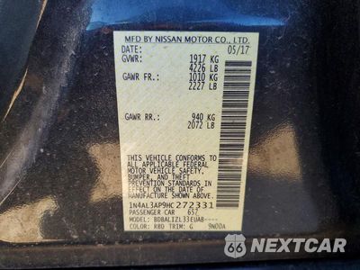 Zdjęcie 12 z 12 samochodu: 2017 NISSAN ALTIMA 2.5 SV VIN:1N4AL3AP9HC272331 - miniatura