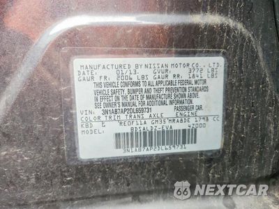 Zdjęcie 12 z 12 samochodu: 2013 NISSAN SENTRA S VIN:3N1AB7AP2DL659731 - miniatura