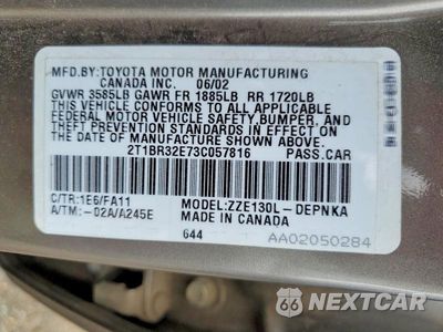 Zdjęcie 13 z 13 samochodu: 2003 TOYOTA COROLLA LE VIN:2T1BR32E73C057816 - miniatura
