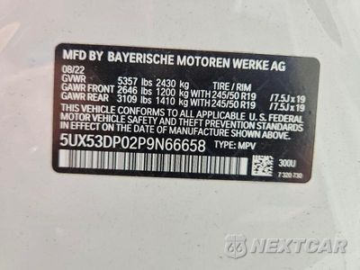 Zdjęcie 13 z 13 samochodu: 2023 BMW X3 XDRIVE30I VIN:5UX53DP02P9N66658 - miniatura