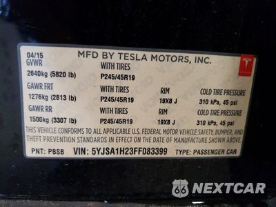 Zdjęcie 13 z 13 samochodu: 2015 TESLA MODEL S 85D VIN:5YJSA1H23FF083399 - miniatura