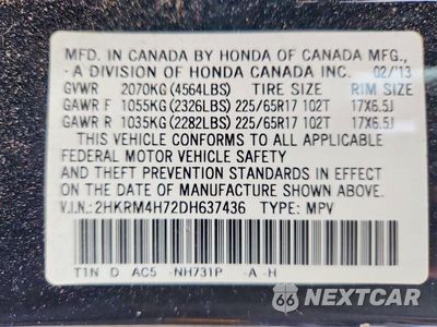 Zdjęcie 14 z 14 samochodu: 2013 HONDA CR-V EXL VIN:2HKRM4H72DH637436 - miniatura