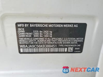 Zdjęcie 12 z 12 samochodu: 2019 BMW 530E VIN:WBAJA9C56KB388451 - miniatura