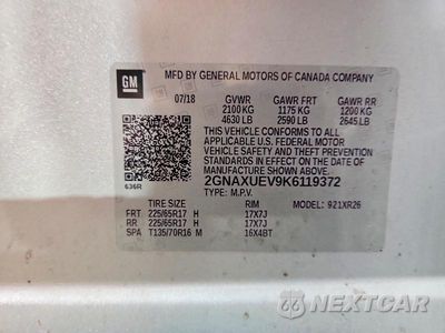 Zdjęcie 13 z 13 samochodu: 2019 CHEVROLET EQUINOX LT VIN:2GNAXUEV9K6119372 - miniatura
