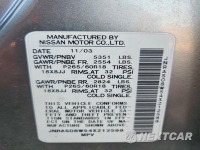 Zdjęcie 12 z 12 samochodu: 2004 INFINITI FX35 BASE VIN:JNRAS08W54X212588 - miniatura