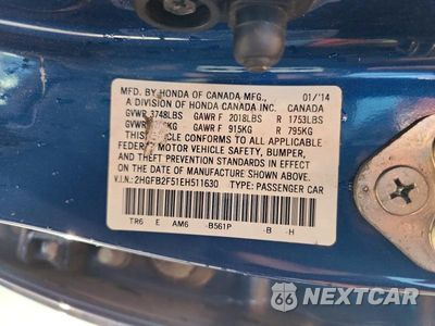 Zdjęcie 13 z 13 samochodu: 2014 HONDA CIVIC LX VIN:2HGFB2F51EH511630 - miniatura