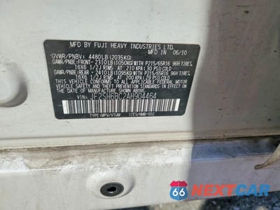 Zdjęcie 14 z 14 samochodu: 2010 SUBARU FORESTER XS VIN:JF2SH6BC2AH904464 - miniatura