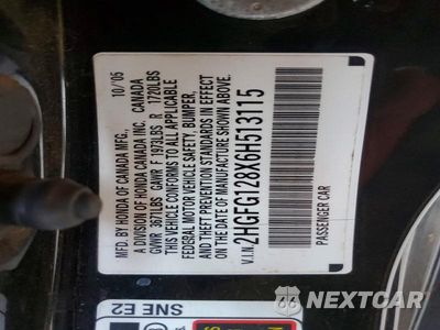 Zdjęcie 12 z 12 samochodu: 2006 HONDA CIVIC EX VIN:2HGFG128X6H513115 - miniatura