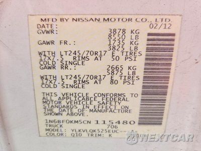 Zdjęcie 13 z 13 samochodu: 2012 NISSAN NV2500 DELIVERY VAN VIN:1N6BF0KM5CN115480 - miniatura