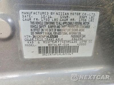 Zdjęcie 12 z 12 samochodu: 2017 NISSAN VERSA 1.6 S VIN:3N1CN7AP1HL825369 - miniatura