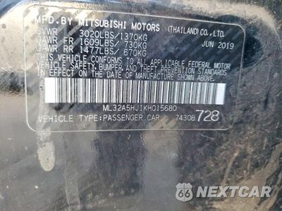 Zdjęcie 12 z 12 samochodu: 2019 MITSUBISHI MIRAGE LE VIN:ML32A5HJ1KH015680 - miniatura