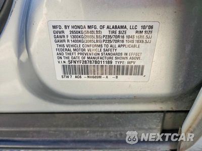 Zdjęcie 13 z 13 samochodu: 2007 HONDA PILOT EXL VIN:5FNYF28787B011189 - miniatura