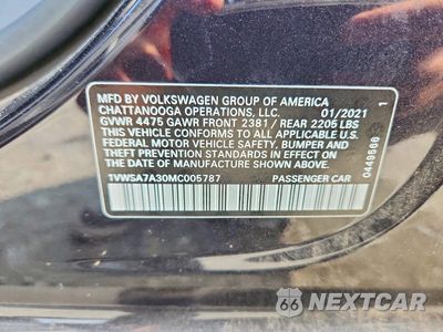 Zdjęcie 12 z 12 samochodu: 2021 VOLKSWAGEN PASSAT SE VIN:1VWSA7A30MC005787 - miniatura