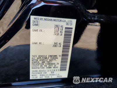 Zdjęcie 12 z 12 samochodu: 2020 NISSAN ALTIMA SL VIN:1N4BL4EV2LC152933 - miniatura