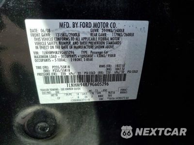 Zdjęcie 12 z 12 samochodu: 2009 LINCOLN MKS VIN:1LNHM94R79G605296 - miniatura