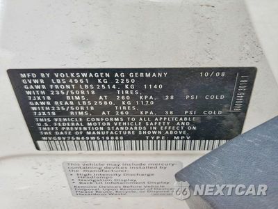 Zdjęcie 13 z 13 samochodu: 2009 VOLKSWAGEN TIGUAN SE VIN:WVGBV75N69W518868 - miniatura