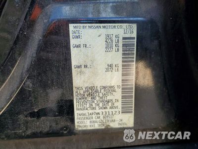 Zdjęcie 12 z 12 samochodu: 2017 NISSAN ALTIMA 2.5 S VIN:1N4AL3AP7HN331123 - miniatura