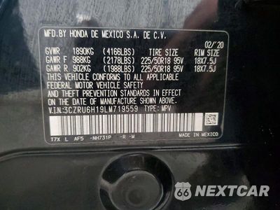 Zdjęcie 13 z 13 samochodu: 2020 HONDA HR-V SPORT VIN:3CZRU6H19LM719559 - miniatura
