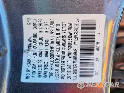 Zdjęcie 12 z 12 samochodu: 2017 HONDA CIVIC EX VIN:2HGFC2F75HH507633 - miniatura