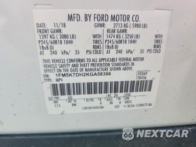 Zdjęcie 14 z 14 samochodu: 2019 FORD EXPLORER XLT VIN:1FM5K7DH2KGA58366 - miniatura