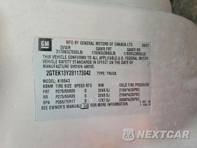 Zdjęcie 12 z 12 samochodu: 2008 GMC SIERRA K1500 VIN:2GTEK13Y281173042 - miniatura