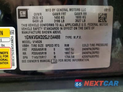 Zdjęcie 13 z 13 samochodu: 2016 CHEVROLET TRAVERSE LT VIN:1GNKVGKD2GJ134488 - miniatura