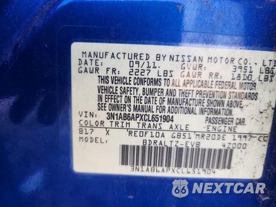 Zdjęcie 12 z 12 samochodu: 2012 NISSAN SENTRA 2.0 VIN:3N1AB6APXCL651904 - miniatura