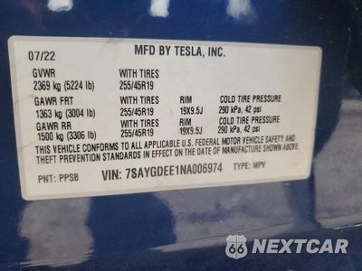 Zdjęcie 12 z 12 samochodu: 2022 TESLA MODEL Y VIN:7SAYGDEE1NA006974 - miniatura