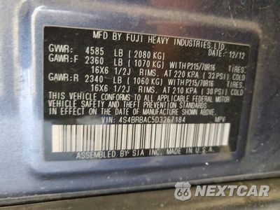 Zdjęcie 13 z 13 samochodu: 2013 SUBARU OUTBACK 2.5I VIN:4S4BRBAC5D3267184 - miniatura