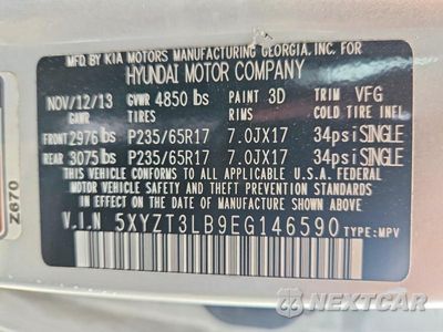 Zdjęcie 13 z 13 samochodu: 2014 HYUNDAI SANTA FE SPORT 2.4L VIN:5XYZT3LB9EG146590 - miniatura