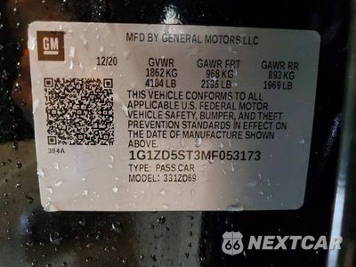 Zdjęcie 13 z 13 samochodu: 2021 CHEVROLET MALIBU LT VIN:1G1ZD5ST3MF053173 - miniatura
