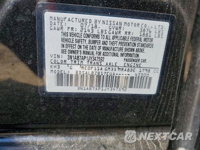 Zdjęcie 12 z 12 samochodu: 2018 NISSAN SENTRA S VIN:3N1AB7AP1JY347592 - miniatura