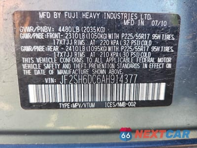 Zdjęcie 13 z 13 samochodu: 2010 SUBARU FORESTER 2.5X LIMITED VIN:JF2SH6DC6AH914377 - miniatura