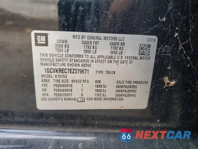 Zdjęcie 12 z 12 samochodu: 2014 CHEVROLET SILVERADO K1500 LT VIN:1GCVKREC7EZ379671 - miniatura
