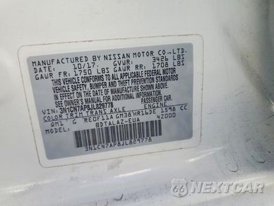 Zdjęcie 12 z 12 samochodu: 2018 NISSAN VERSA VIN:3N1CN7AP8JL829778 - miniatura