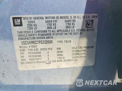 Zdjęcie 12 z 12 samochodu: 2015 CHEVROLET SILVERADO K1500 LT VIN:3GCUKREC7FG322688 - miniatura