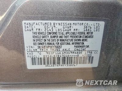 Zdjęcie 12 z 12 samochodu: 2019 NISSAN SENTRA S VIN:3N1AB7APXKY358267 - miniatura