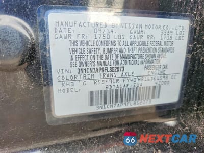 Zdjęcie 12 z 12 samochodu: 2015 NISSAN VERSA 1.6 S VIN:3N1CN7AP9FL852073 - miniatura