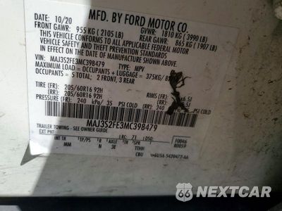Zdjęcie 12 z 12 samochodu: 2021 FORD ECOSPORT S VIN:MAJ3S2FE3MC398479 - miniatura