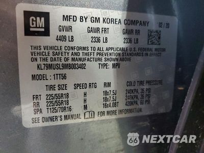 Zdjęcie 12 z 12 samochodu: 2021 CHEVROLET TRAILBLAZER RS VIN:KL79MUSL9MB003402 - miniatura