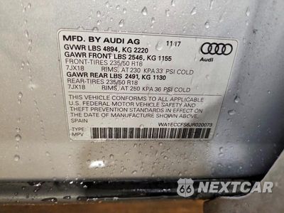 Zdjęcie 13 z 13 samochodu: 2018 AUDI Q3 PREMIUM VIN:WA1ECCFS6JR020073 - miniatura