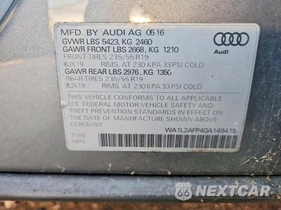 Zdjęcie 13 z 13 samochodu: 2016 AUDI Q5 PREMIUM PLUS VIN:WA1L2AFP4GA149415 - miniatura