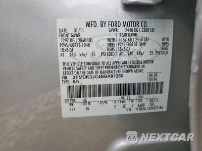 Zdjęcie 12 z 12 samochodu: 2011 FORD EDGE SEL VIN:2FMDK3JC4BBA81250 - miniatura