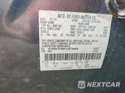 Zdjęcie 13 z 13 samochodu: 2015 FORD EXPLORER LIMITED VIN:1FM5K7F85FGB74454 - miniatura