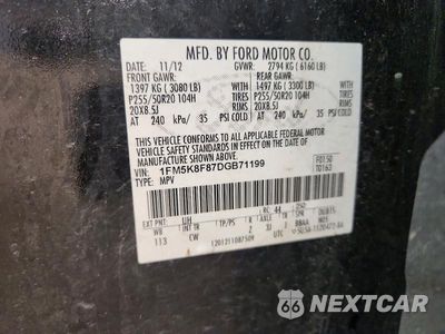 Zdjęcie 13 z 13 samochodu: 2013 FORD EXPLORER LIMITED VIN:1FM5K8F87DGB71199 - miniatura