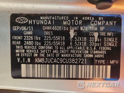 Zdjęcie 12 z 12 samochodu: 2012 HYUNDAI TUCSON LIMITED VIN:KM8JUCAC9CU382721 - miniatura